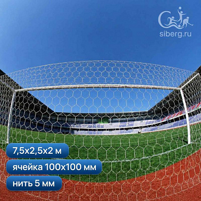 Сетка для футбольных ворот 5,0 мм 100х100 мм белая шестигранная